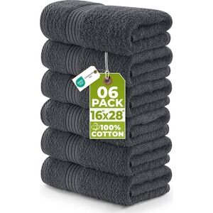 Utopia Towels Package of 6 Hand Towels in Grey, 16" x 28" NEW in Package